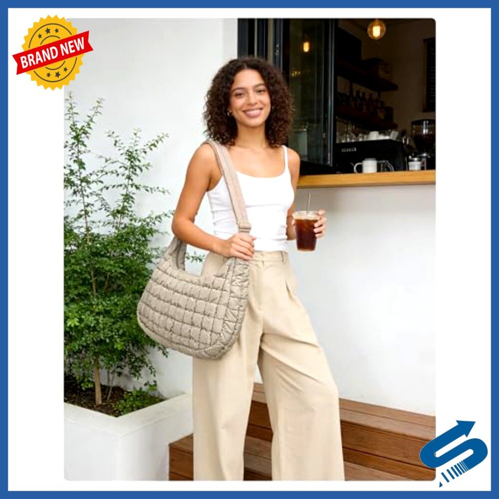 Quilted Crossbody Hobo Bag with Adjustable Strap, 20L Capacity - Picture 3 of 7